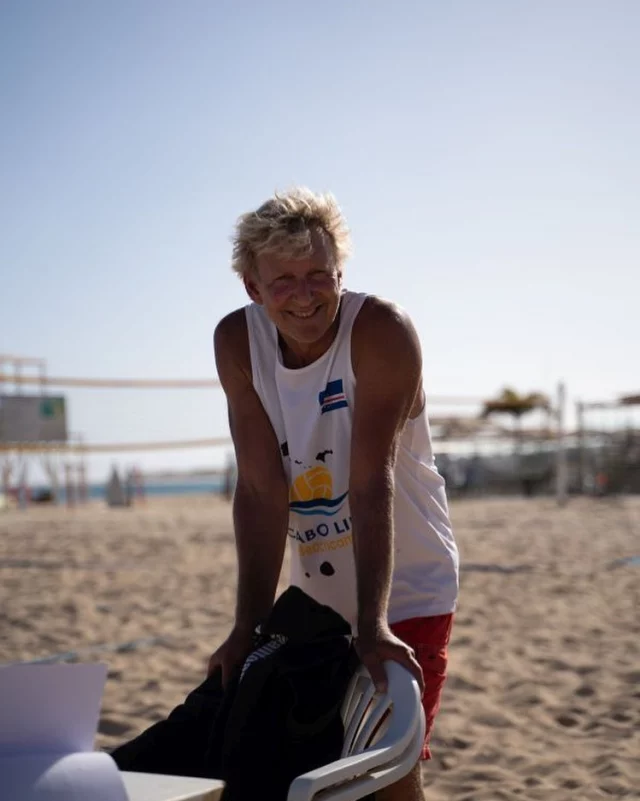 Rainer on the beach volleyball court in Santa Maria