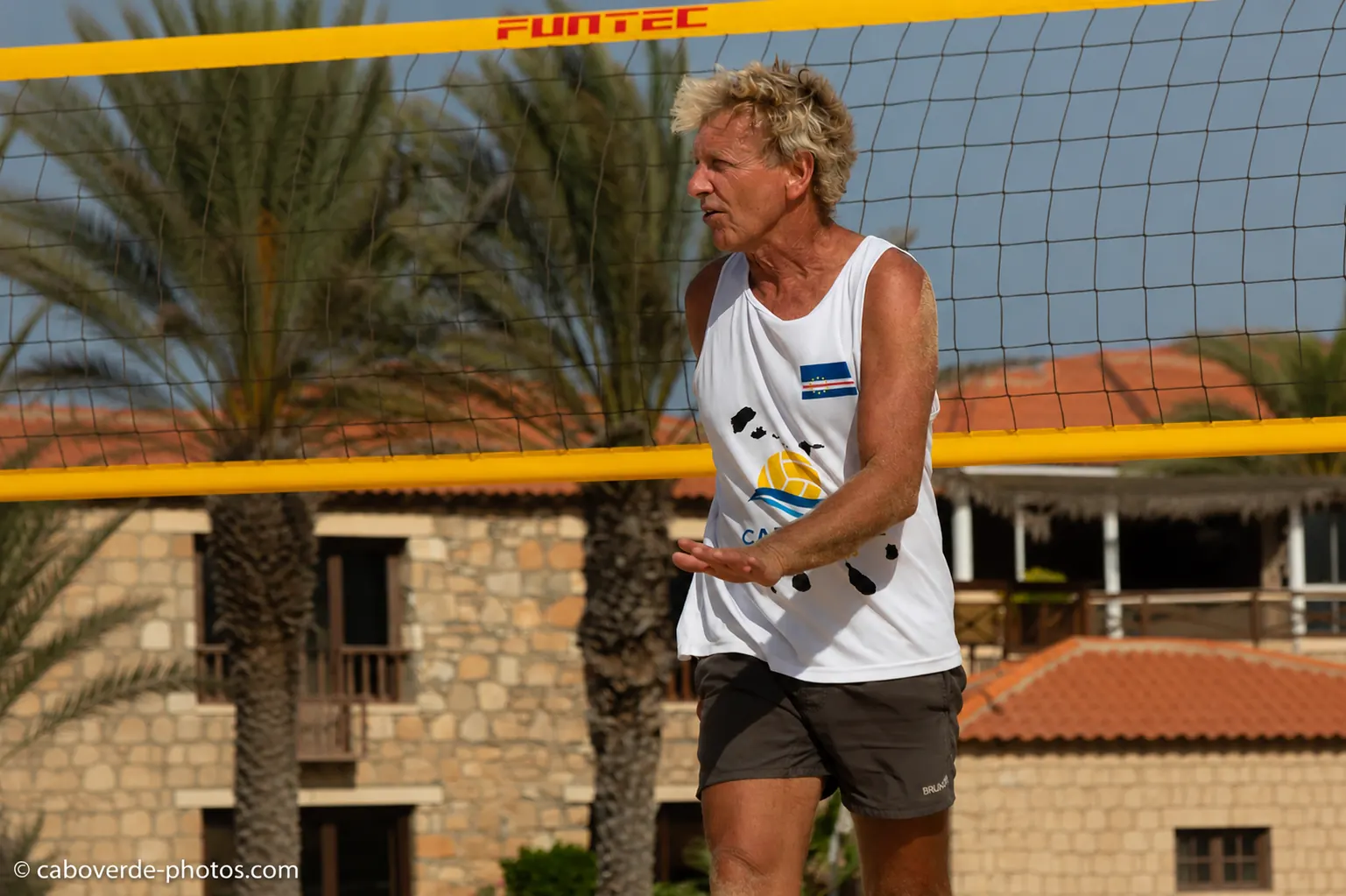 Rainer playing beach volleyball on Sal